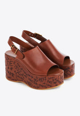 Chloé Maxime 80 Leather Wedge Sandals Brown CHC25U10GLU27T Ginger Brown