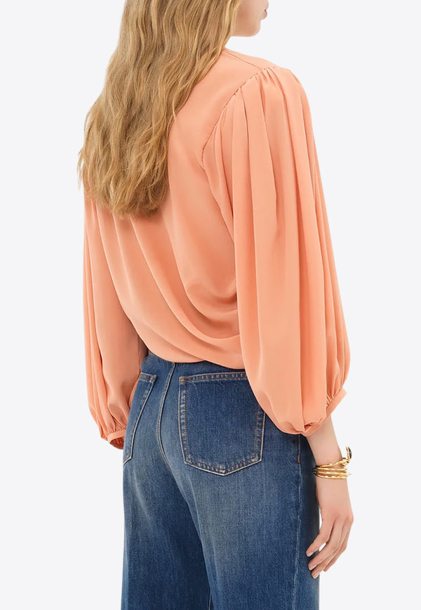 Chloé Draped Silk Cropped Top Pink CH25UHT69125266 Blushy Pink