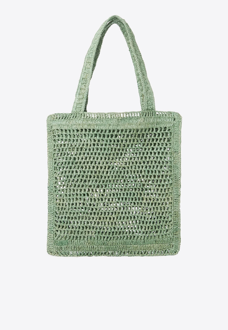 Chloé Summer Banana Woven-Raffia Tote Bag Green CH25US901P0838M Tea Leaf Green