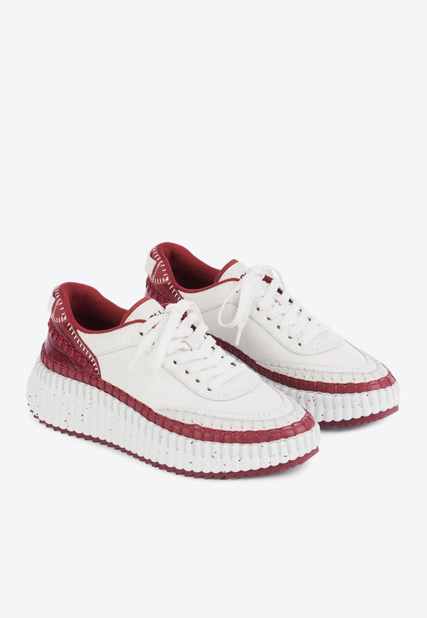 Chloé Nama Low-Top Sneakers White CHC25U00RSA619 Obscure Red