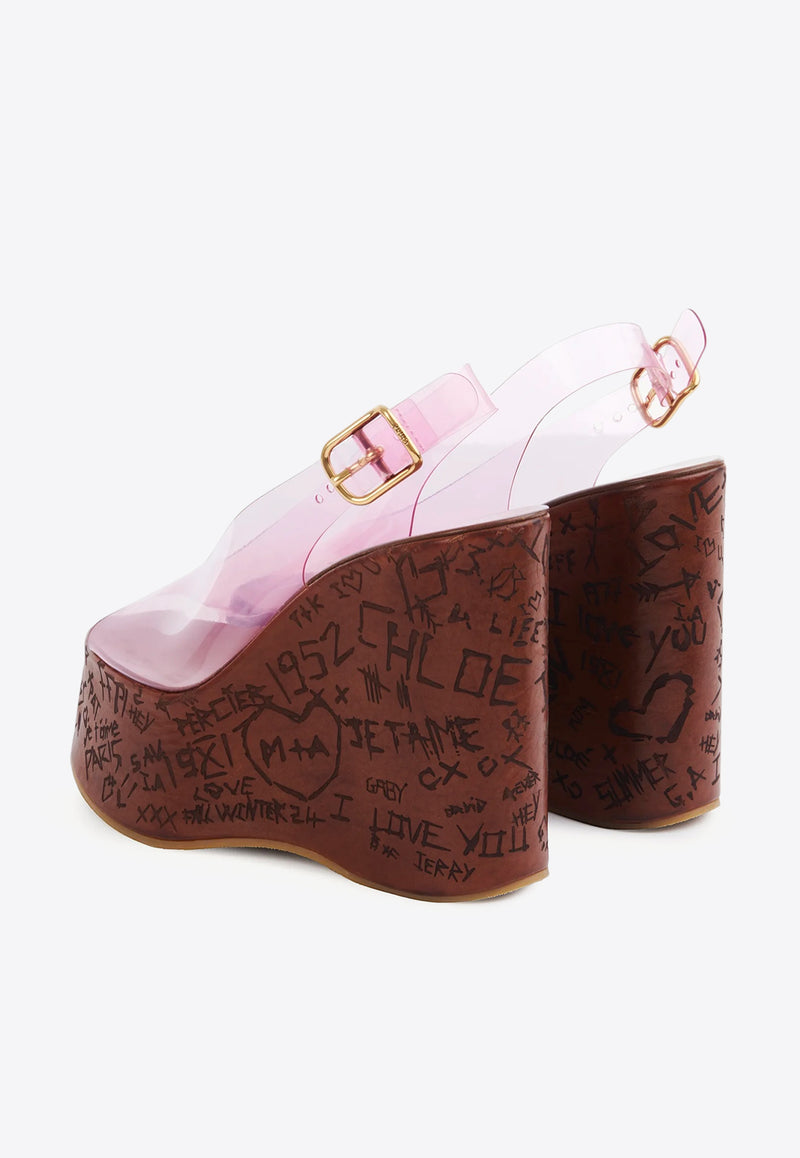 Chloé Maxime 130 Plexi Wedge Sandals Pink CHC25U09ZRT6V7 Pink Fizz