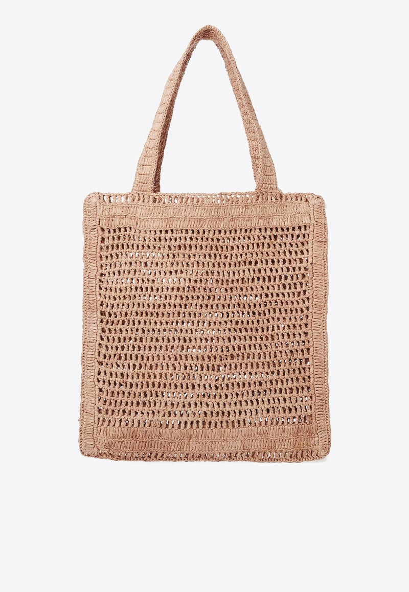 Chloé Summer Banana Woven-Raffia Tote Bag Beige CH25US901P0824M Summery Beige