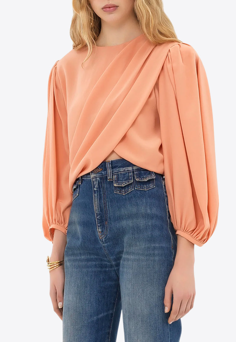 Chloé Draped Silk Cropped Top Pink CH25UHT69125266 Blushy Pink