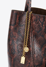 Chloé Spin Python-Print Leather Tote Bag Brown CH25US811P2025E Sooty Brown