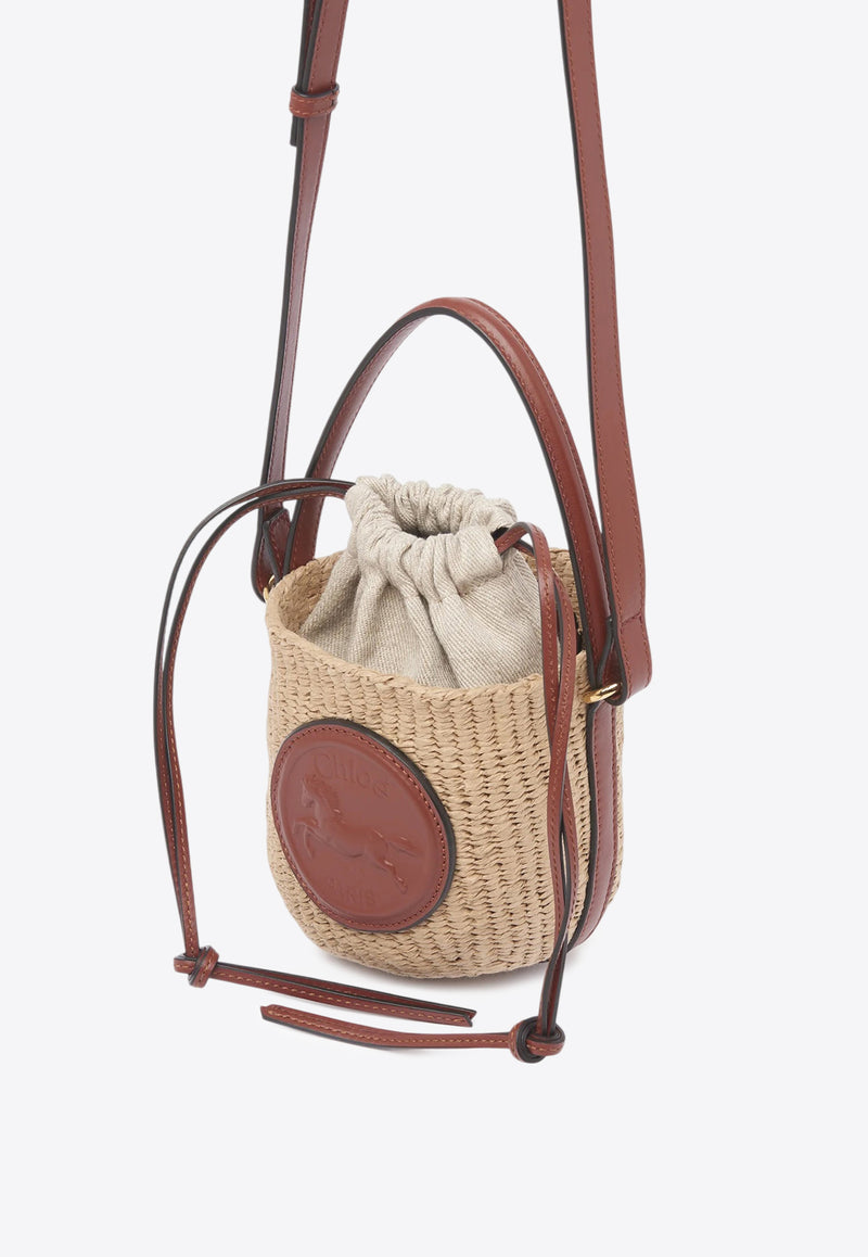 Chloé Mini Horse Medal Woven Shoulder Bag Brown CH25US593O8227S Sepia Brown
