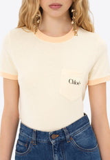 Chloé Logo Print Short Sleeved T-shirt Yellow CH25UJH0418770G Blondie Yellow
