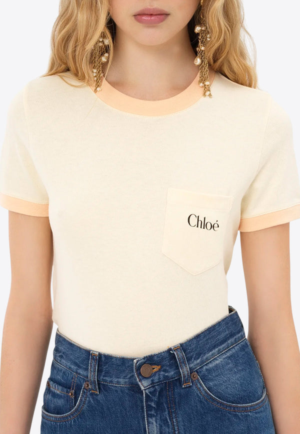 Chloé Logo Print Short Sleeved T-shirt Yellow CH25UJH0418770G Blondie Yellow
