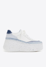 Chloé Nama Low-Top Wedge Sneakers White CHC24A02IMS44J Ashes Blue