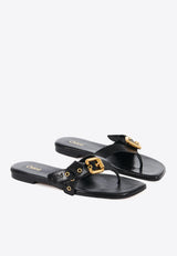 Chloé Mae Knotted-Strap Leather Thong Sandals Black CHC25S08OQJ001 Black