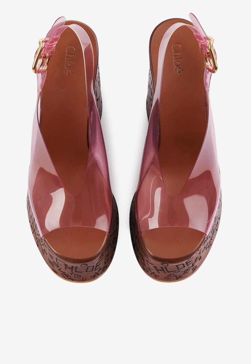 Chloé Maxime 130 Plexi Wedge Sandals Pink CHC25U09ZRT6V7 Pink Fizz