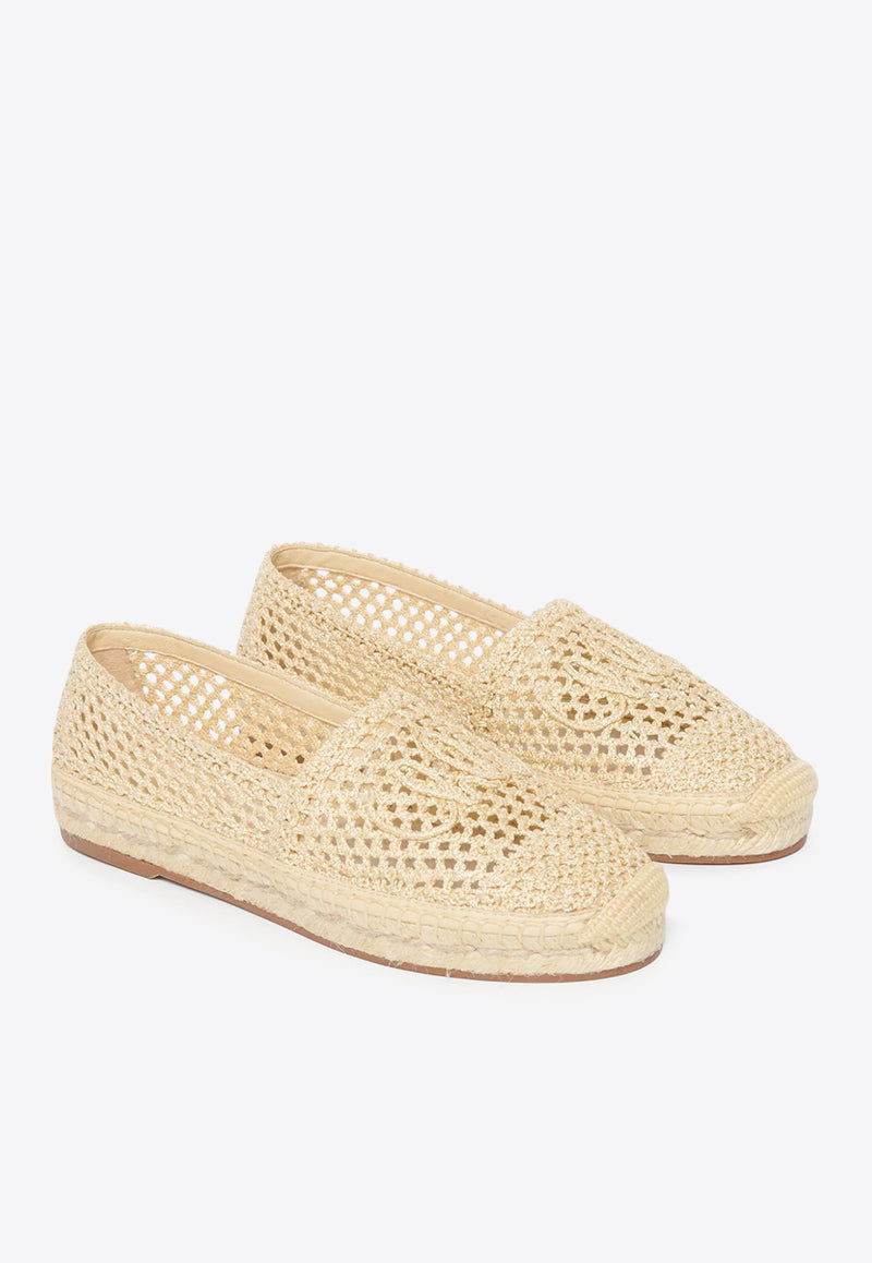 Chloé Island Crochet Knit Espadrilles Beige CHC25U10MRG243 Natural Brown