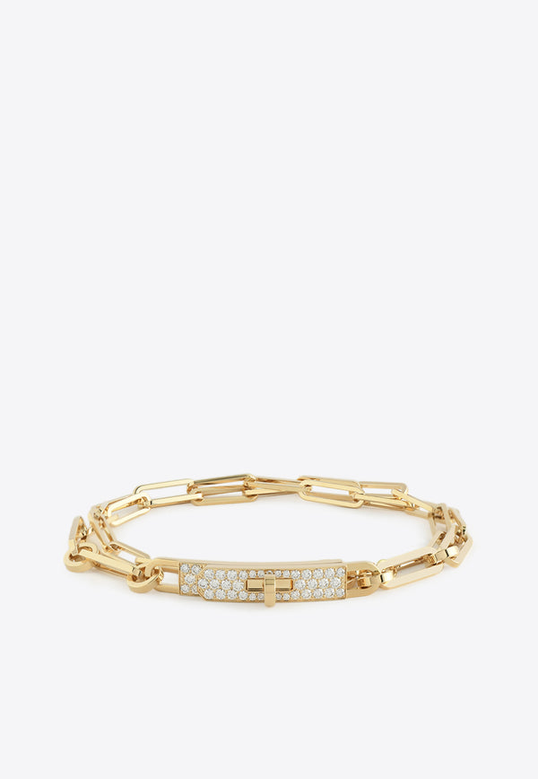 Hermès Kelly PM Double Chaine Bracelet in Yellow Gold and Half Diamonds