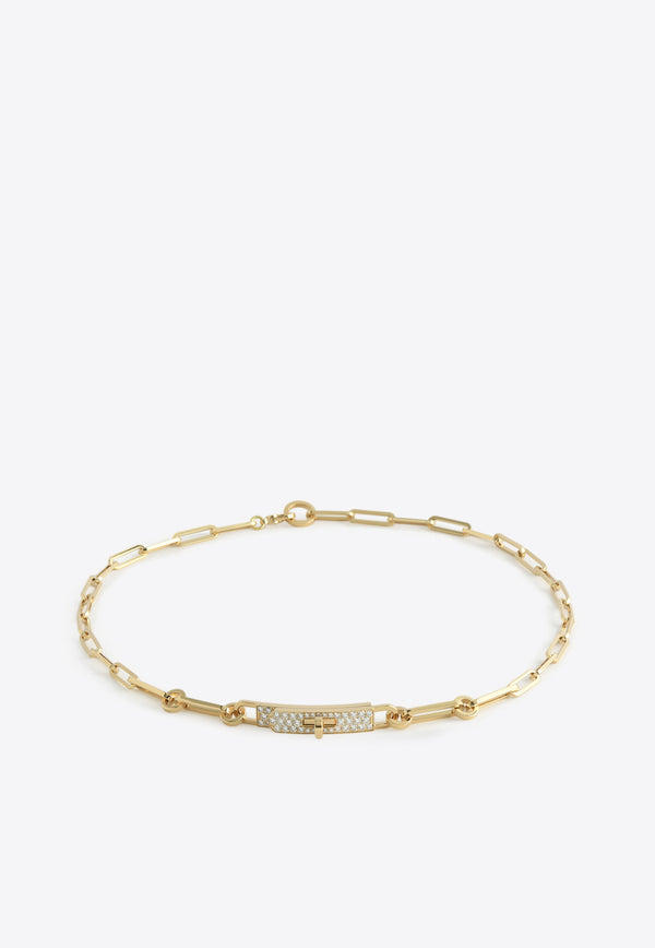 Hermès Kelly PM Double Chaine Bracelet in Yellow Gold and Half Diamonds