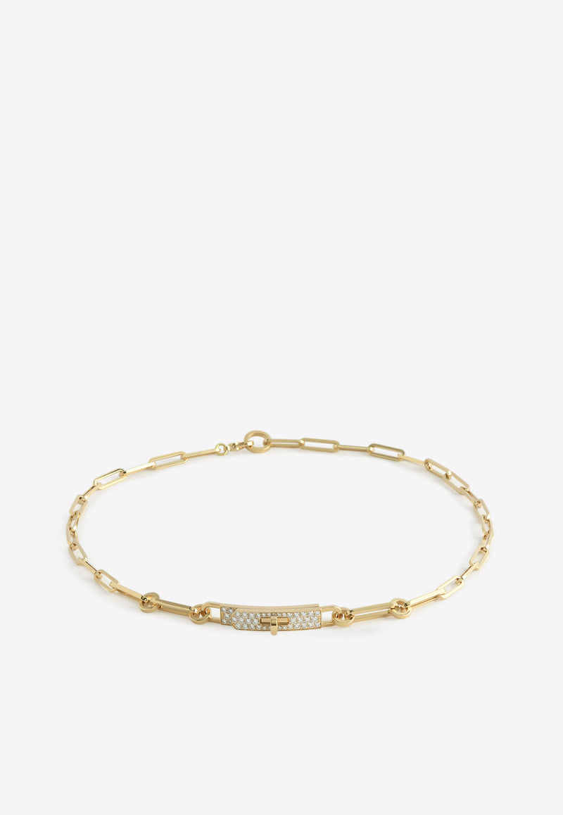 Hermès Kelly PM Double Chaine Bracelet in Yellow Gold and Half Diamonds