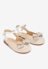 BABYWALKER Baby Girls Rhinestone-Embellished Flats with Crystal-Bow Beige sPB/5868_IVORY