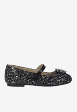 BABYWALKER Baby Girls Glittered Ballet Flats Black sPB/5886_BLACK