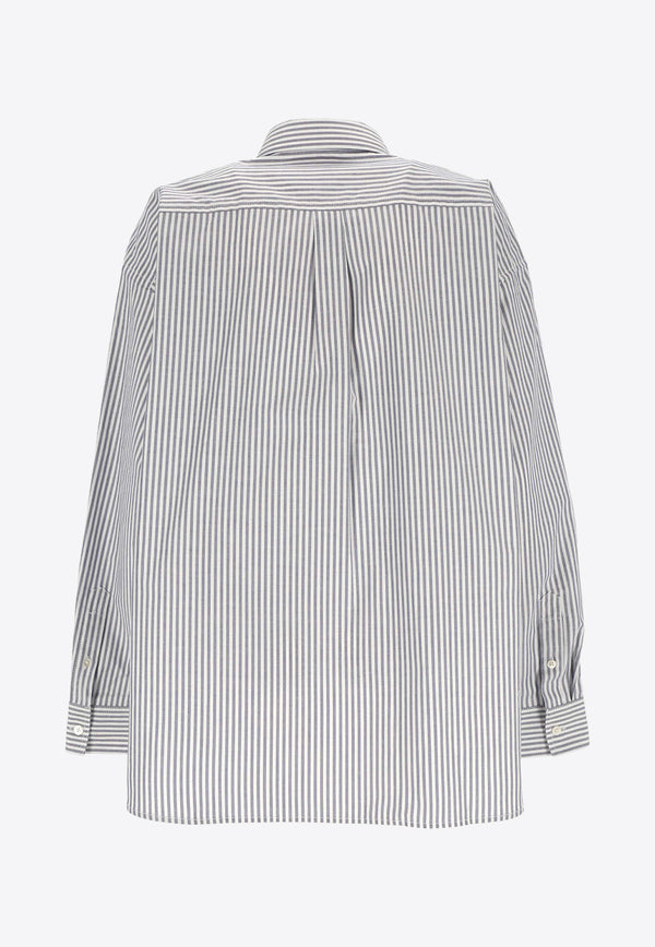 Toteme Striped Half-Placket Shirt 241-WRT992-FB0072BLUE