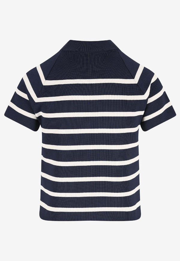 Miu Miu Striped Knit Top Blue MMR441SOOO17NC_F0761