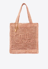 Chloé Summer Banana Woven-Raffia Tote Bag Beige CH25US901P0824M Summery Beige