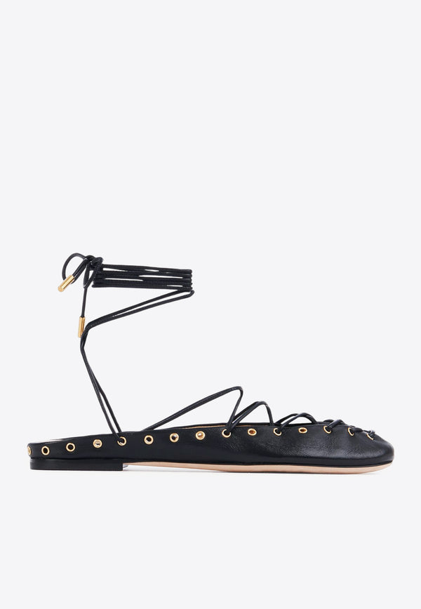 Chloé Ghillies Lace-Up Ballet Flats Black CHC25U10BRI001 Black