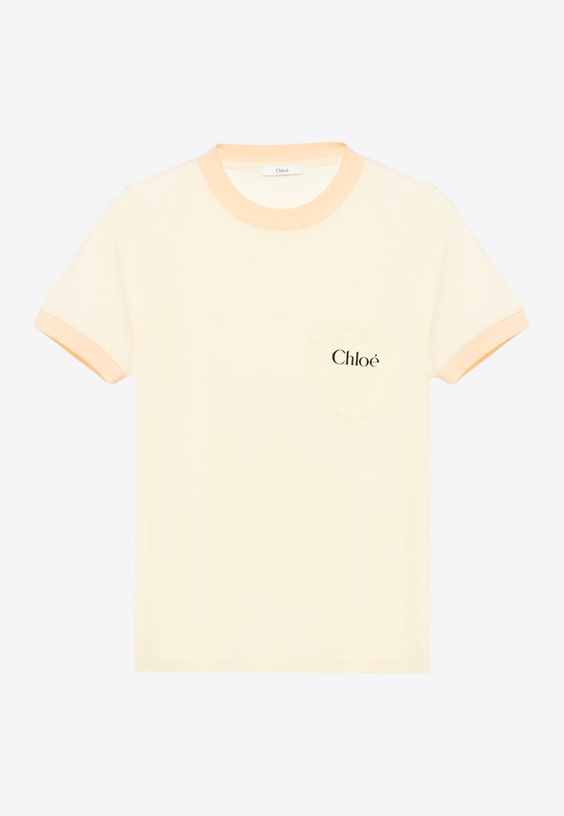 Chloé Logo Print Short Sleeved T-shirt Yellow CH25UJH0418770G Blondie Yellow