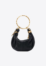 Chloé Mini Bracelet Grained Leather Hobo Bag Black CH25US623P58001 Black