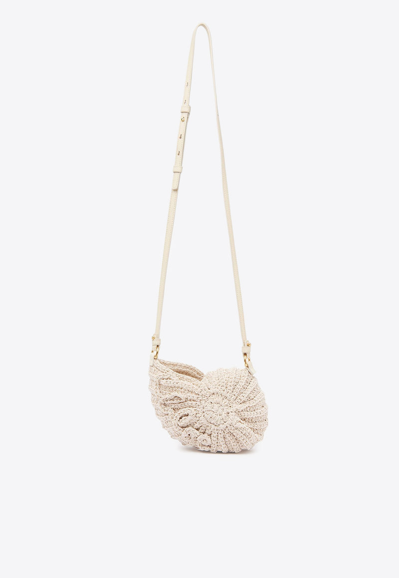 Chloé Sea Treasures Crochet Knit Crossbody Bag Ivory CH25US219P2322J Deep Ivory