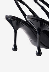 Isa 80 Slingback Pumps in Croc-Embossed Patent Leather