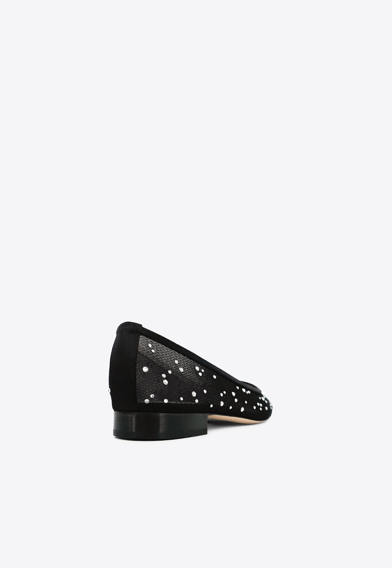 Andrea Wazen Julie Mesh Glitz Ballet Flats Black JULBA015SMHSBL_BLACK