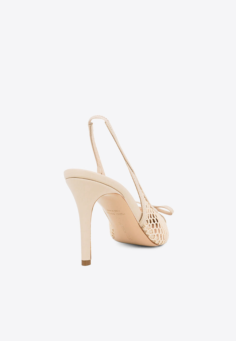 Andrea Wazen Ines 85 Slingback Net Pumps Nude INEBW085SNENUD_NUDE