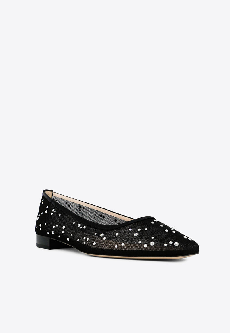Andrea Wazen Julie Mesh Glitz Ballet Flats Black JULBA015SMHSBL_BLACK