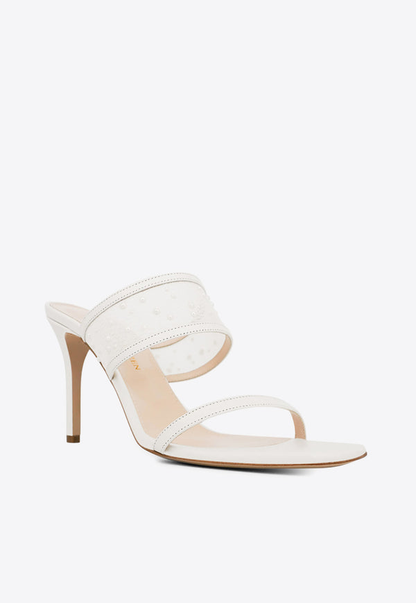Andrea Wazen Tabaris 85 Double-Strap Mesh Sandals White TABMU085LMPWHI_WHITE