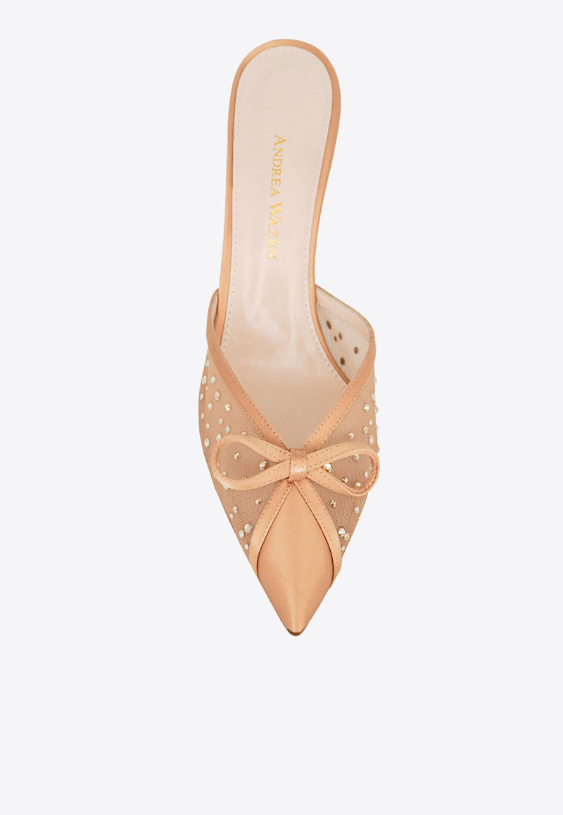 Andrea Wazen Kris 75 Mesh Glitz Mules Bronze KRIMU075SMHBRO_BRONZE