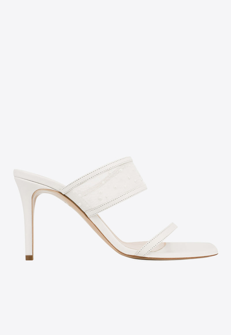 Andrea Wazen Tabaris 85 Double-Strap Mesh Sandals White TABMU085LMPWHI_WHITE