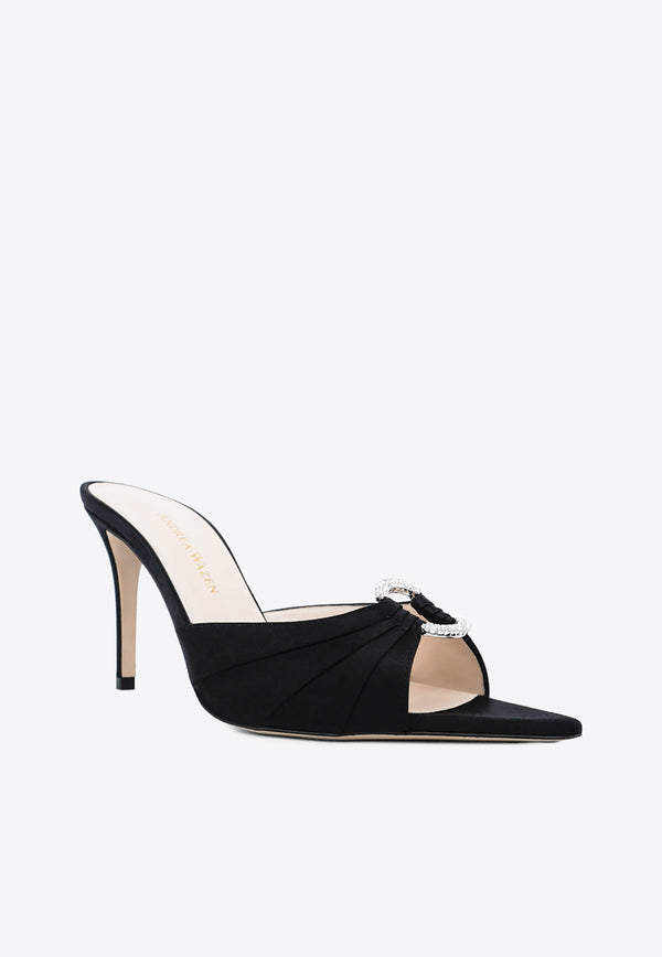 Andrea Wazen Janis 85 Satin Mules Black JANMU085SCBBLA-SS25_BLACK
