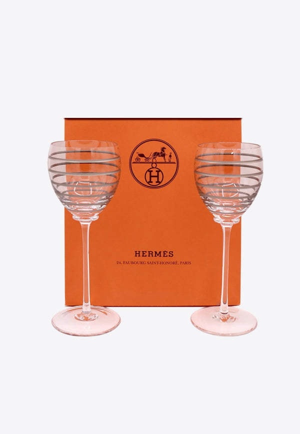 Hermès Fanfare Crystal Water Glass -Set of 2 Transparent 002335P