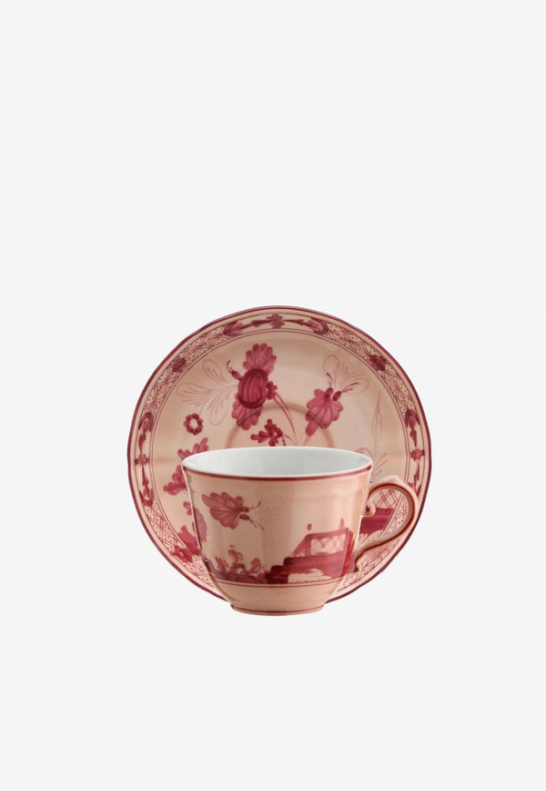 Ginori 1735 Oriente Italiano Vermiglio Coffee Cup and Saucer Pink 003RG00 FTZ301 01 0120 G00123800 + 003RG00 FPT301 01 0135 G00123800