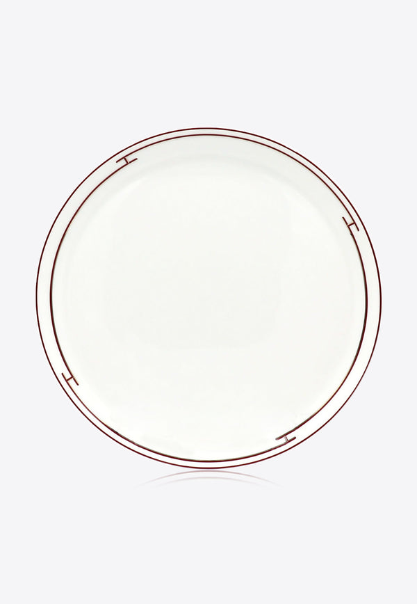 Hermès Rythme Rouge Porcelain Tart Platter White 004422P