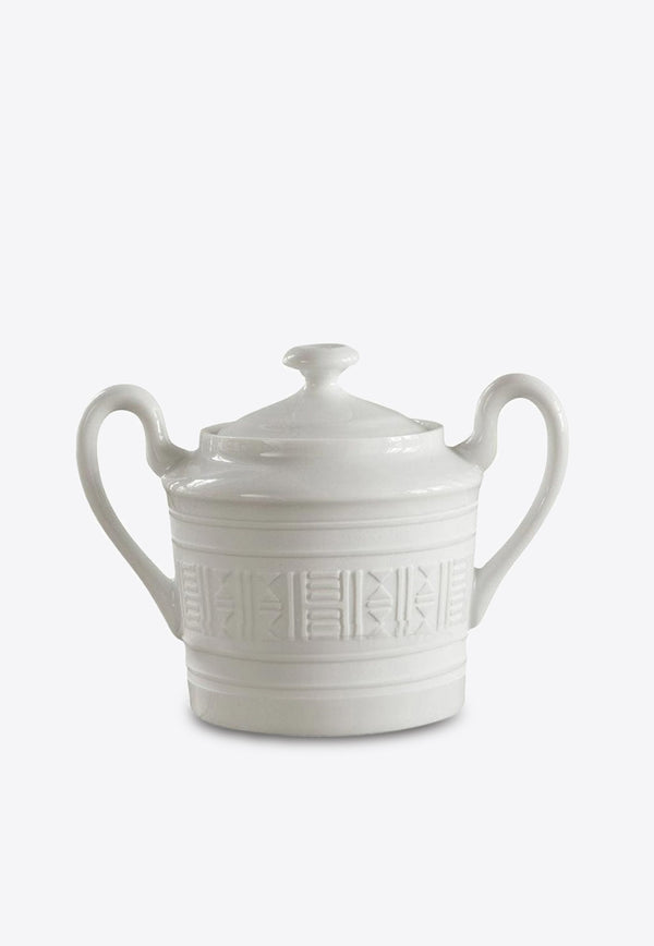 Hermès Egée Porcelain Sugar Bowl White 005420P