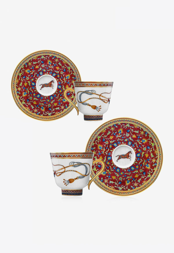 Hermès Cheval D'orient Coffee Cup and Saucer - Set of 2 Multicolor 009817P