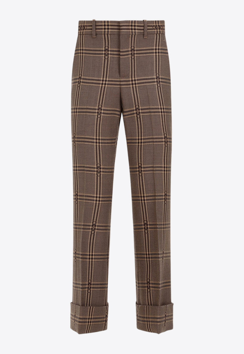 Horsebit Check Wool Pants