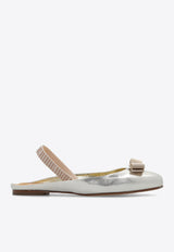 Salvatore Ferragamo Varina Slingback Flats in Glossy Leather Silver 01E182 VARINA 757815 PLATINO