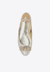 Salvatore Ferragamo Varina Ballet Flats in Leather Silver 01E182 VARINA SLG 757815 PLATINO