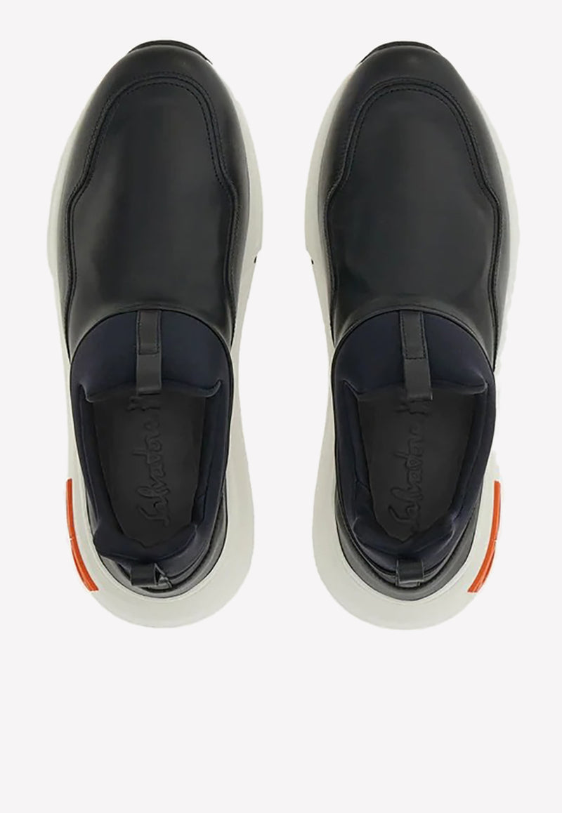 Salvatore Ferragamo Cosma Leather Slip-On Sneakers Black 021174 COSMA STR 757644 NERO