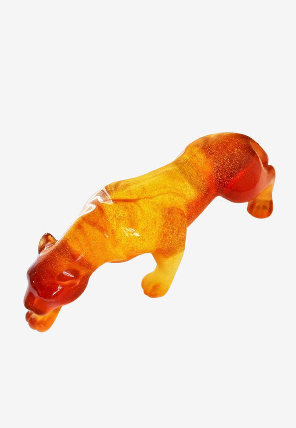 Daum Small Crystal Panther Figurine Amber 02466-1