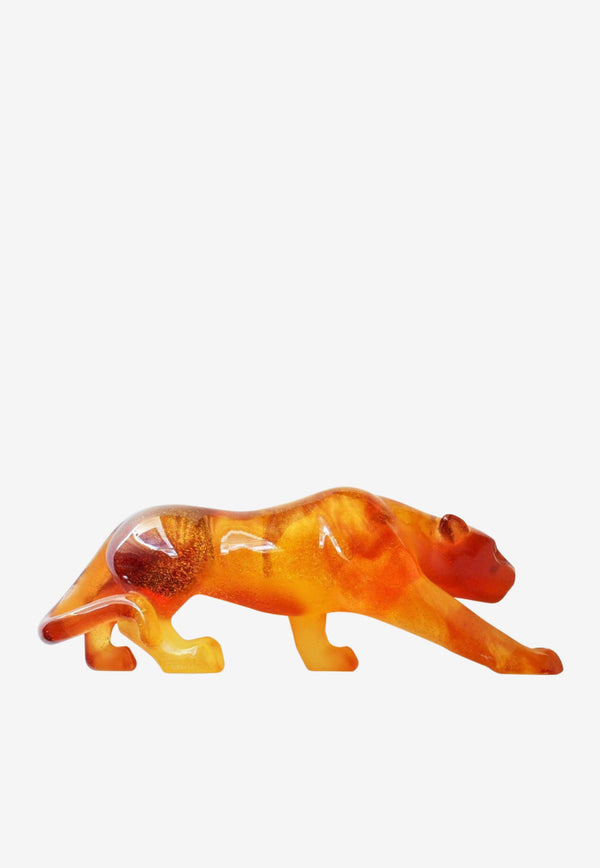 Daum Small Crystal Panther Figurine Amber 02466-1