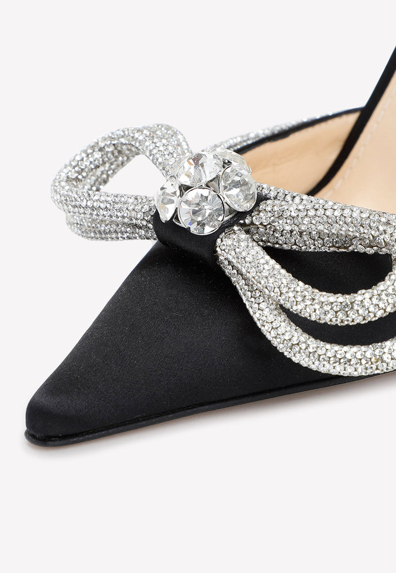 110 Crystal Embellished Double Bow Satin Pumps