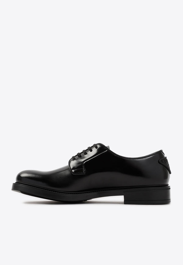 Logo Lace-Up Shoes in Brushed Leather