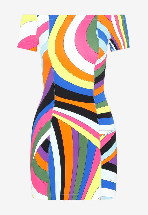 Iride Print Off-Shoulder Mini Dress