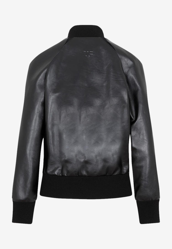Zip-Up Bomber Jacket in Leather